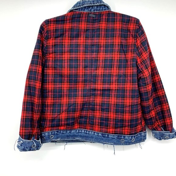 Blank NYC Reversible Jacket Plaid Denim Red Blue American Pie - Picture 14 of 16